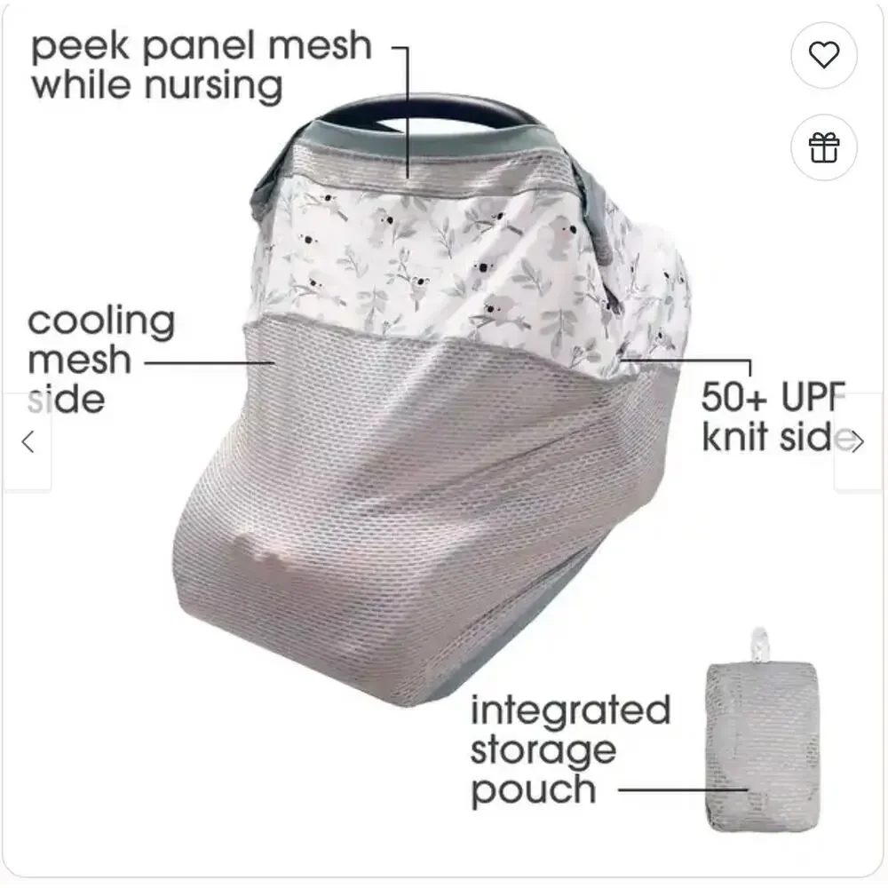 Boppy 4 & More Multi-Use SPF Car Seat Cover Nursing Cover - Koala Print